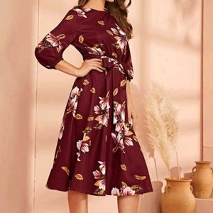 Belted Floral Dress